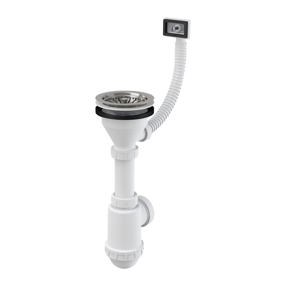 Sifon chiuvetă cu sită A447-DN50/40 din oţel inoxidabil DN115 şi preaplin flexibil