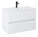 Set mobilier alb Roca Cube Unik (mască cu două sertare și lavoar), 800 mm