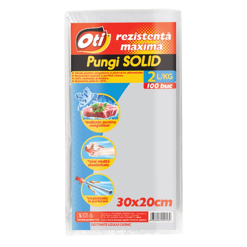 Pungi alimentare congelator 2 l, 30x20 cm, 100 buc/set