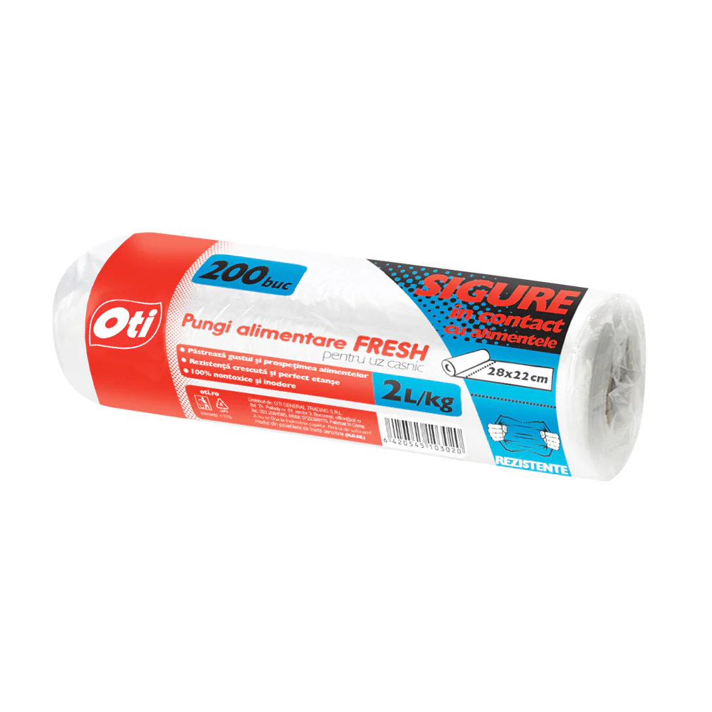 Pungi alimentare fresh, 2 l, 28x22 cm, 200 buc/rola