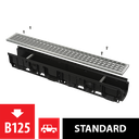 Rigolă de exterior de 100 mm AVZ102-R103 cu rama din plastic și grătar galvanizat, clasa B125