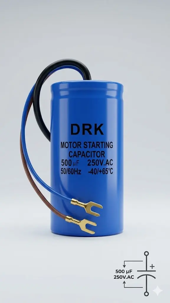 Condensator cu fir pornire motor, 500 µF 250V