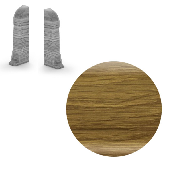 Capăt PVC plintă stânga+dreapta plintă parchet NG 80 Stejar Polonez, 2 buc/set