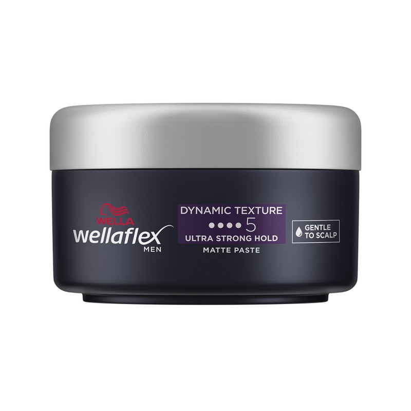 Ceară de păr WELLAFLEX Men Dynamic Texture mată cu fixare ultra puternică, Fixare 5/6, 75 ml