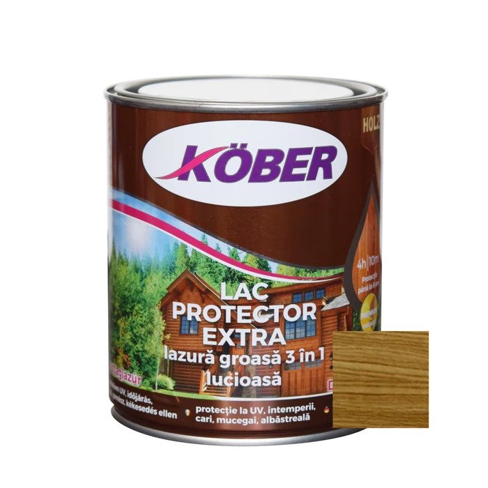 Lac protector extra Kober interior/exterior, lazură groasă 3 în 1 stejar închis 0,75L