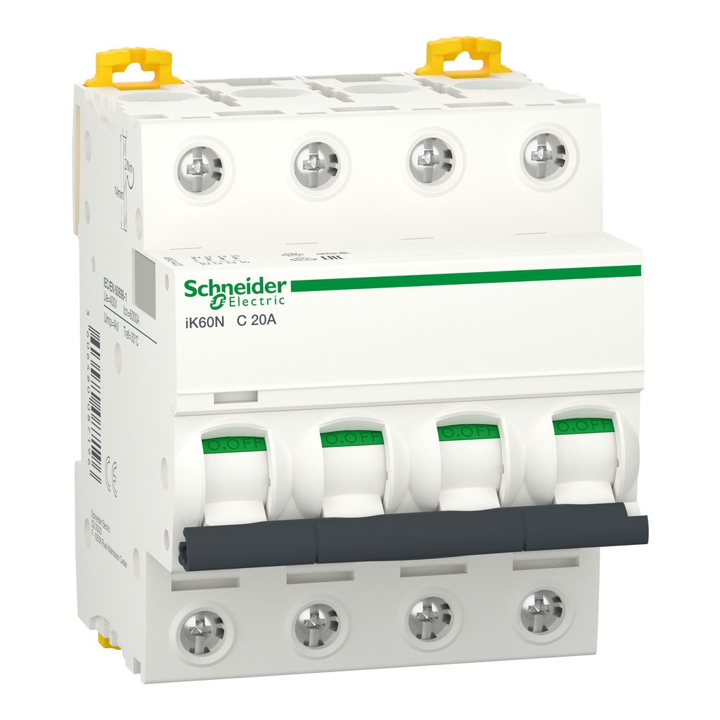 Întreruptor electric modular Schneider A9K24420, Acti9 4P 20A 6kA, curbă C