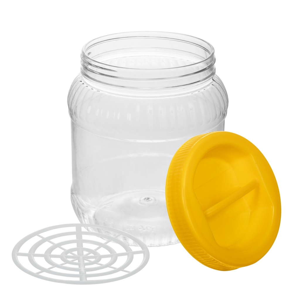 Borcan din plastic și capac cu mâner, 1.5 l