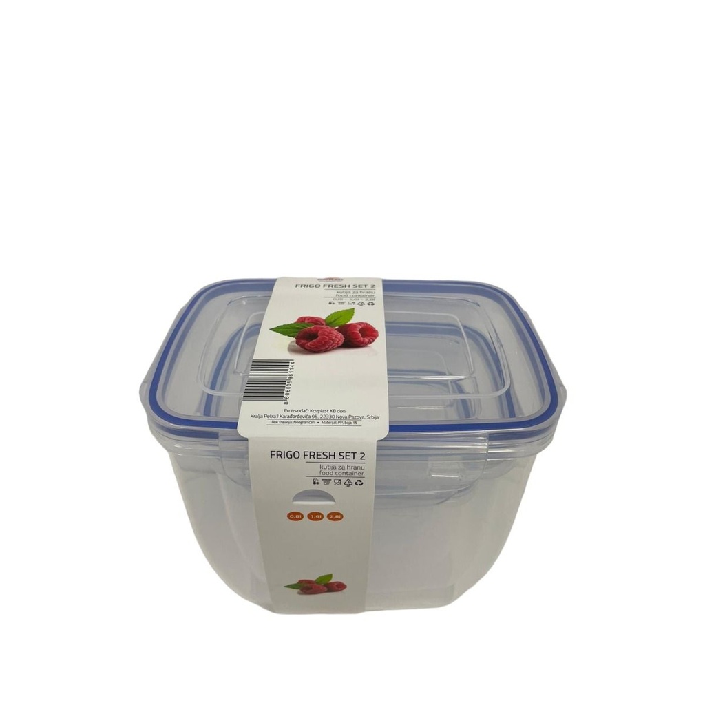 Set 3 cutii alimente FRIGO FRESH forma dreptunghiulara, 0,8l, 1,6 l, 2,8 l