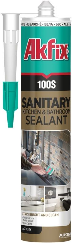 Silicon Sanitar, Akfix, 100S, 280Ml, 100% Silicon, Alb (24)