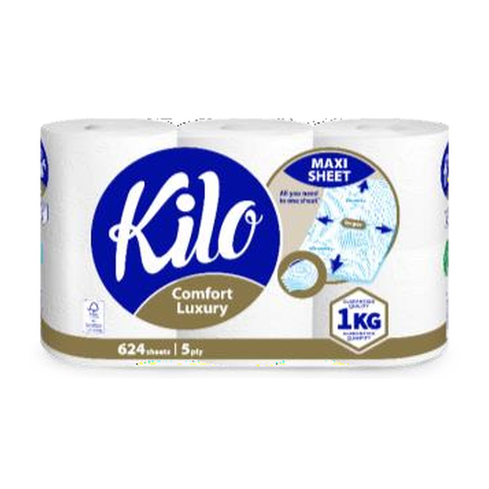Hârtie igienică, Kilo Comfort Luxury, alb, 5 straturi, set 6 role