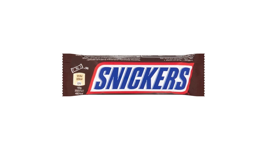 Snickers baton cu ciocolata, caramel si alune 50 gr