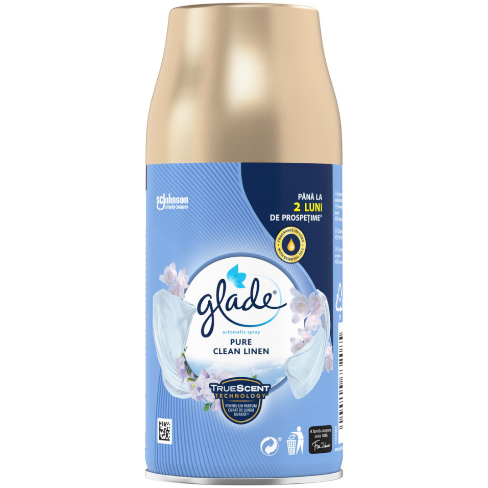Rezerva odorizant aer cu actiune continua pentru camera Automatic Glade Spray Clean Linen, 269 ml