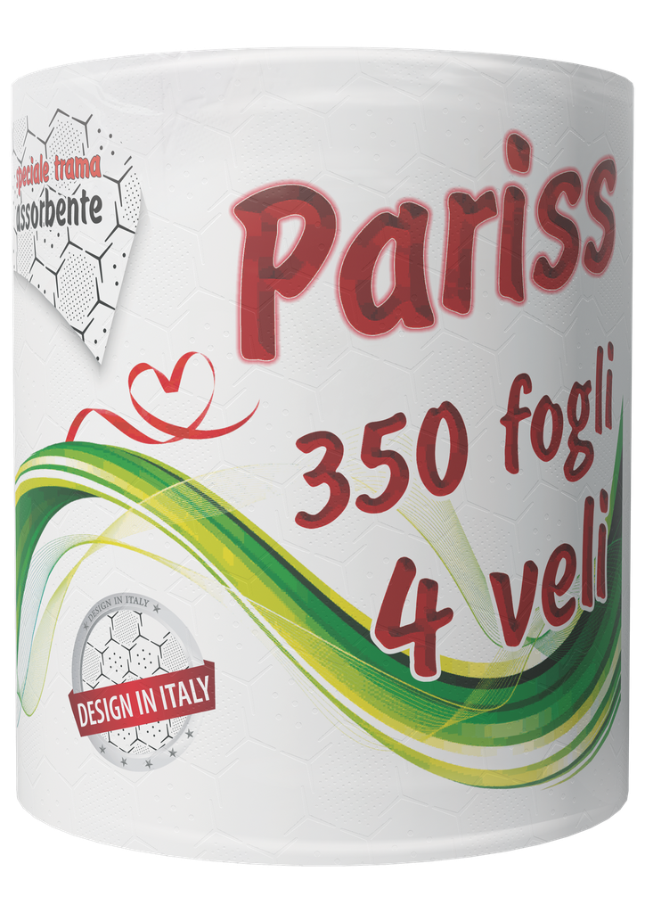 Prosoape de hârtie Pariss monorolă, 350 foi, 4 straturi