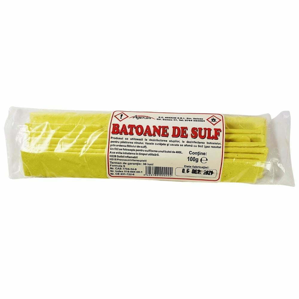 Batoane de sulf pentru dezinfectarea butoaielor, 10 fitile, 100g