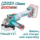 Polizor unghiular TOTAL fără acumulator, TAGLI221153E, 20V - LI-ION, 115 mm