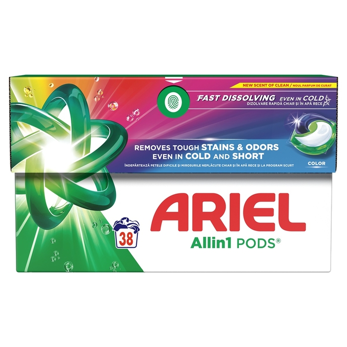 Detergent automat de rufe ARIEL All in One Pods Color, capsule, 38 buc