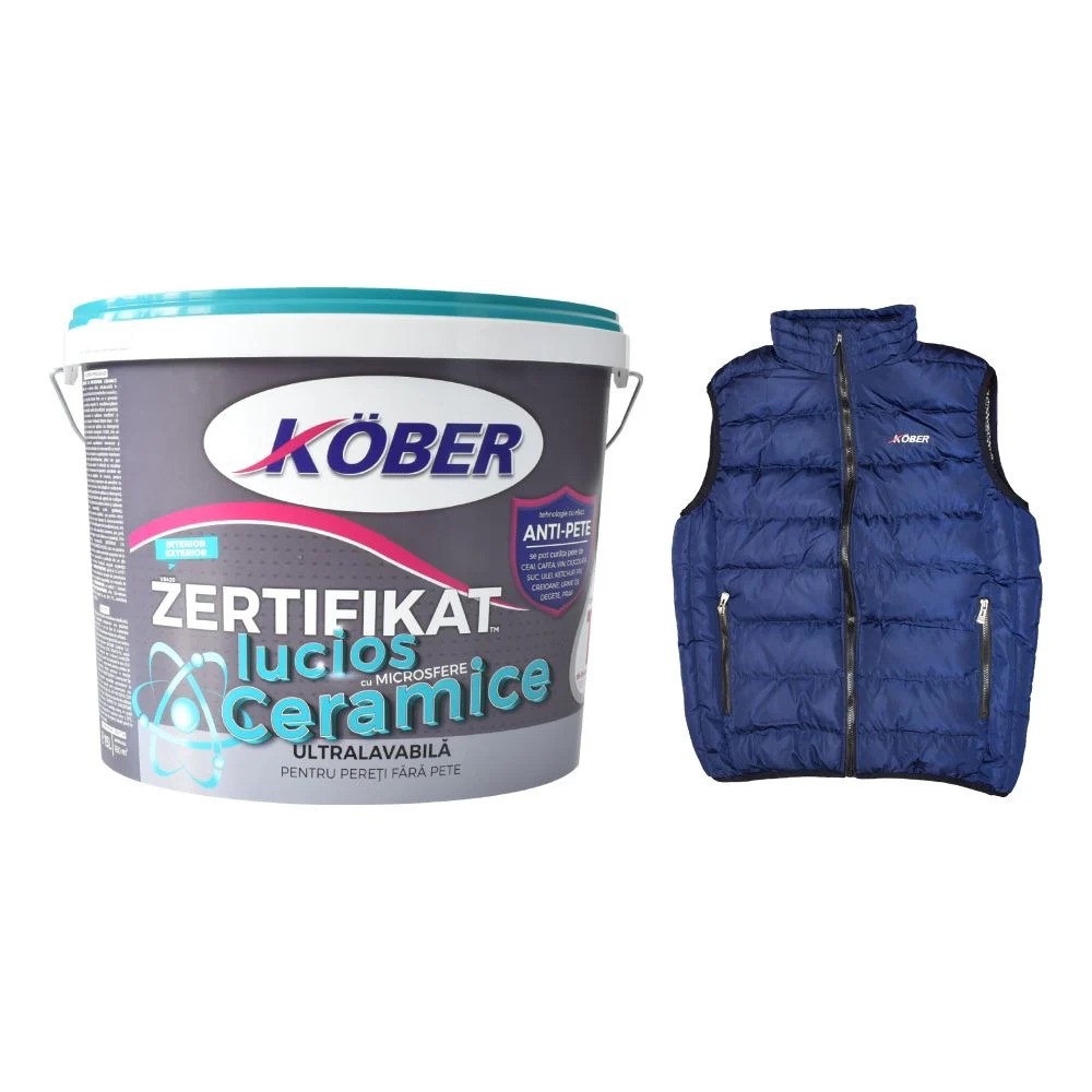 Vopsea ultralavabilă lucios albă Zertifikat cu microsfere ceramice, interior/exterior, 15 l +1 vestă cadou + amorsă 3 l gratis