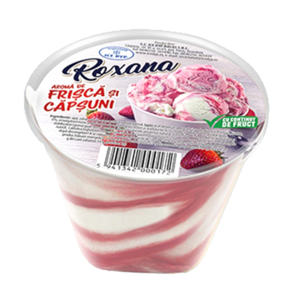 Înghețată Roxana cu frișcă și căpșuni, 80 gr