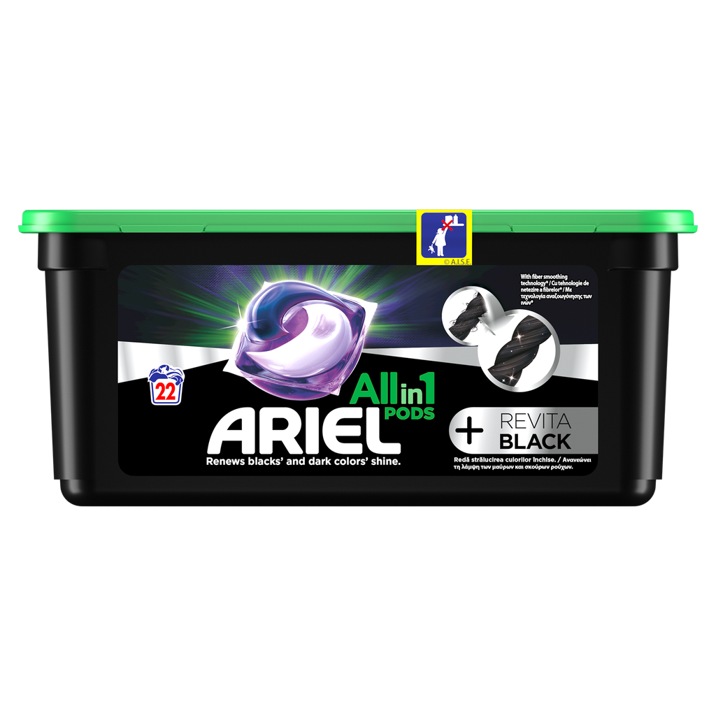 Detergent de rufe capsule Ariel Allin1 PODS +Revita Black, 22 spalari