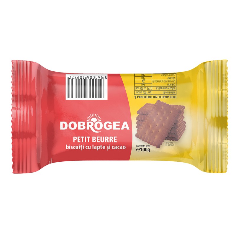 Biscuiti PETIT BEURRE crocanti cu lapte si cacao, 100 gr