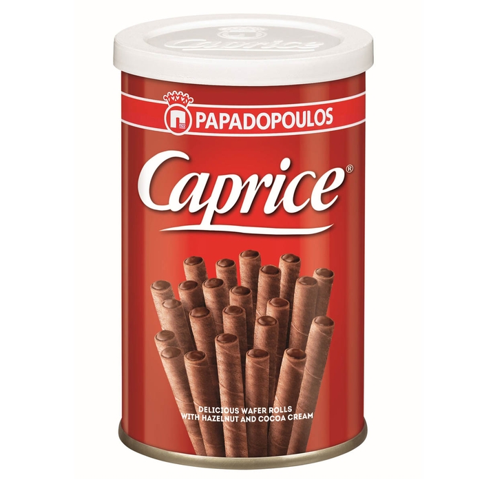 CAPRICE, rulouri, de napolitane cu crema de alune de padure si cacao, 53 gr