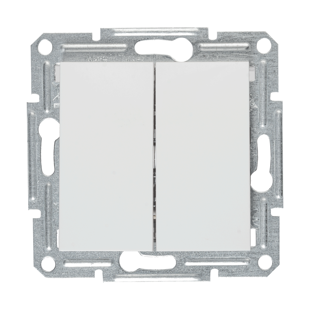 Mecanism Intrerupator Dublu 10A, Schneider Asfora, Culoare Alb