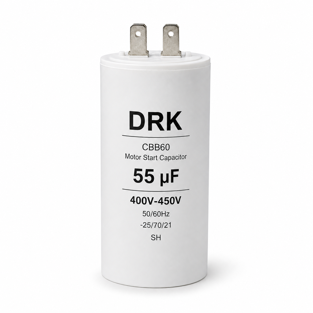 [P009452] Condensator cu pini pornire motor, 55uF 400V-450V