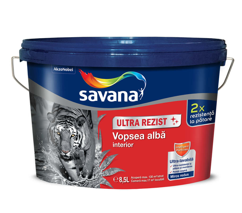 Vopsea ultra-lavabilă albă pentru interior Savana Ultra Rezist, 8.5 l