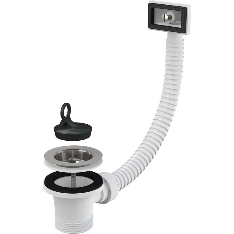 Ventil chiuvetă 6/4" A331 cu sită din oţel inoxidabil DN70 şi preaplin flexibil