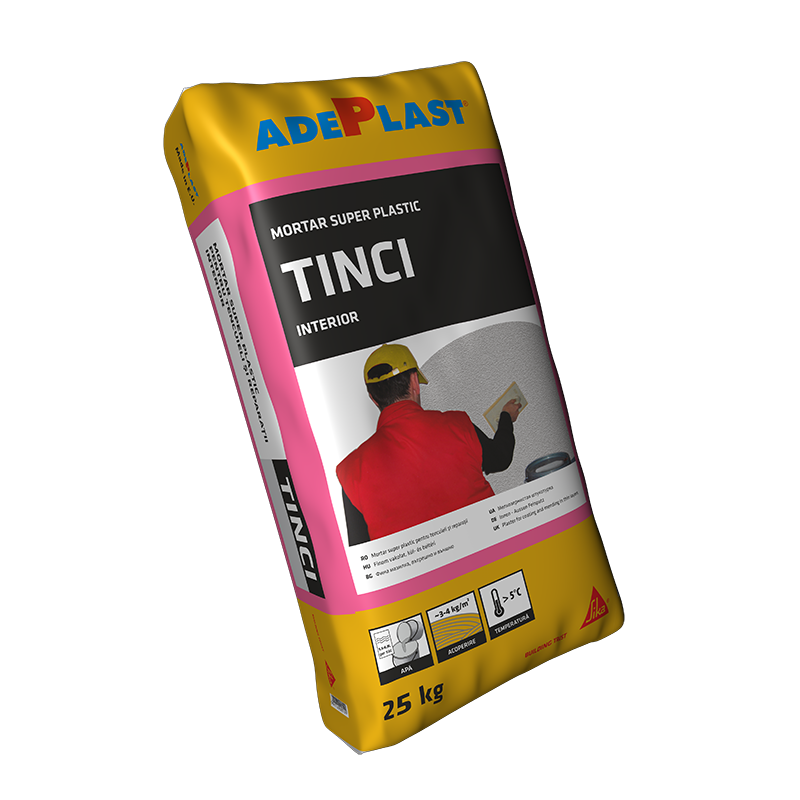 Tinci ADEPLAST mortar super-plastic pentru tencuieli și reparații, interiore și exterioare, gri,25 kg