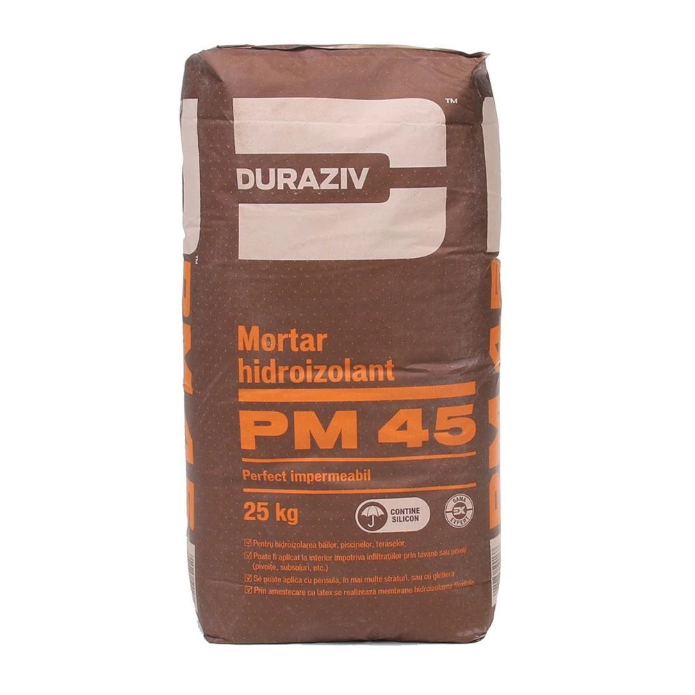 DURAZIV PM 45 mortar hidroizolant monocomponent, aditivat cu silicon 25 kg/sac