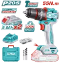 Mașină de găurit și înșurubat TOTAL 20 V incl. cutie + 2 acumulatori Li-Ion 2.0Ah + 1 incarcator