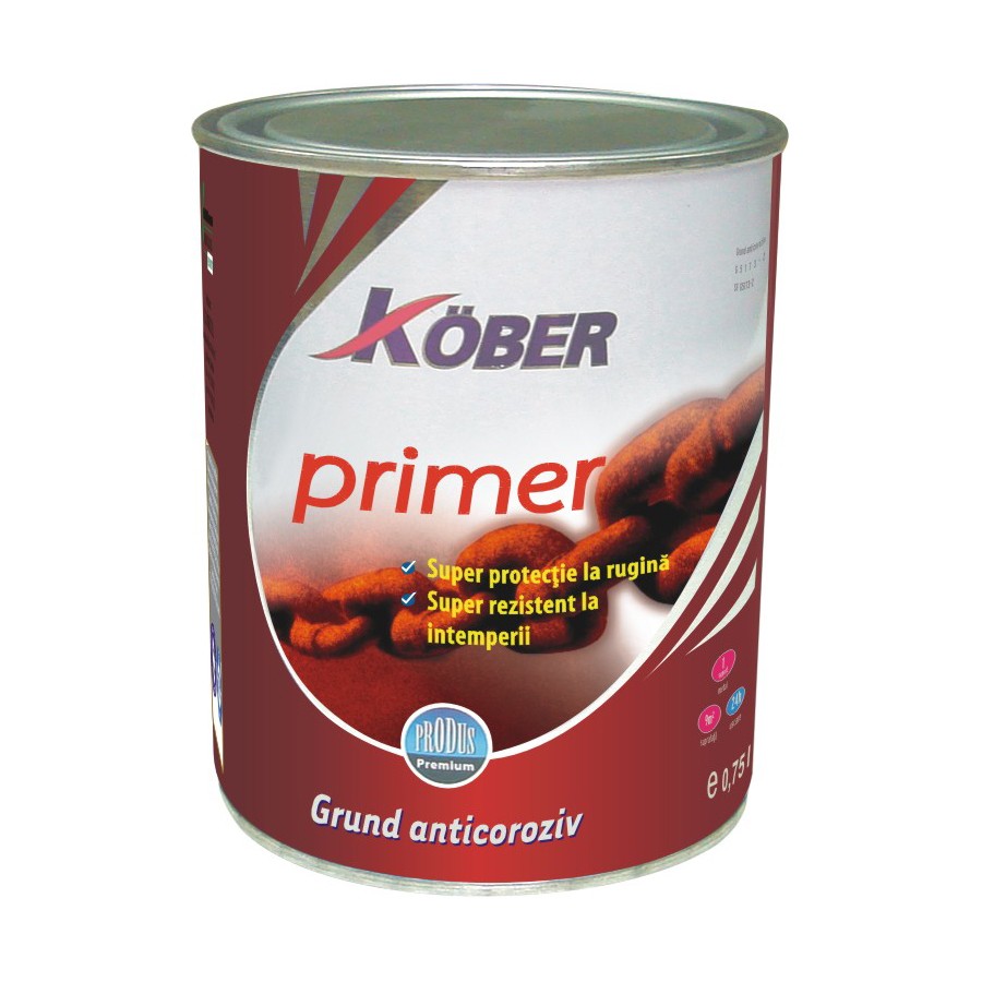 Grund anticoroziv pentru metal Kober Primer gri, 0.75 l