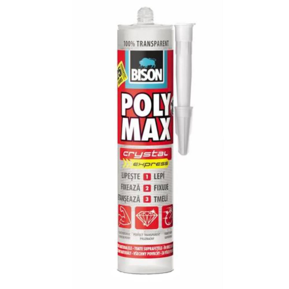 Adeziv și etanșeizant MS polimer BISON Poly Max Crystal, transparent, 300 gr