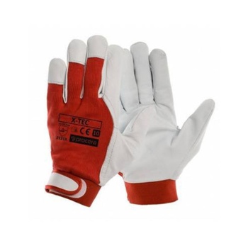 Mănuși din piele X-TEC textil rosu-mansetă (8)