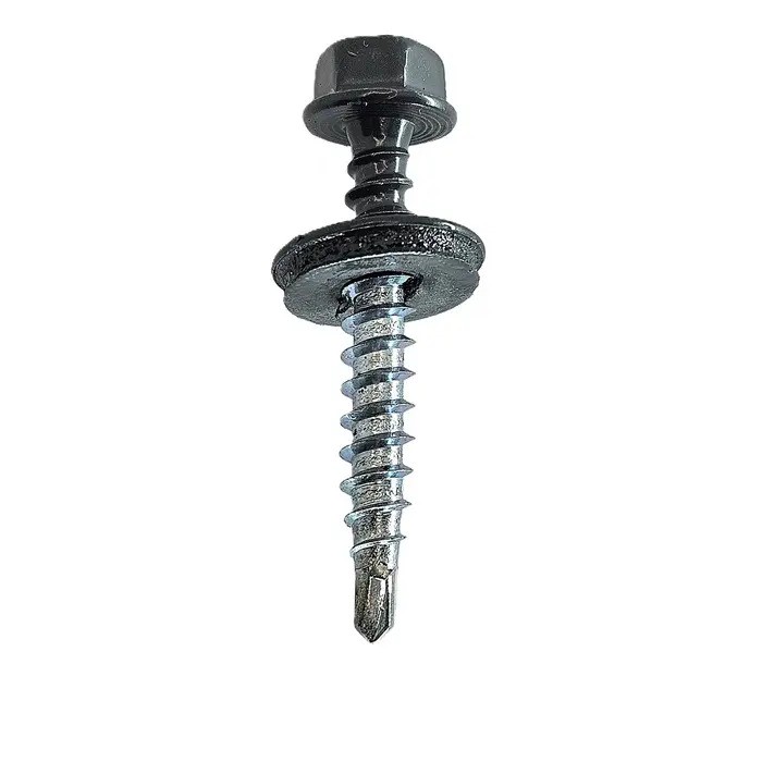 Șurub autoforant cu cap HEX 4.8x19 mm, șaibă EPDM Ø14 mm, RAL 7024 prindere pe metal, 250 bucăți