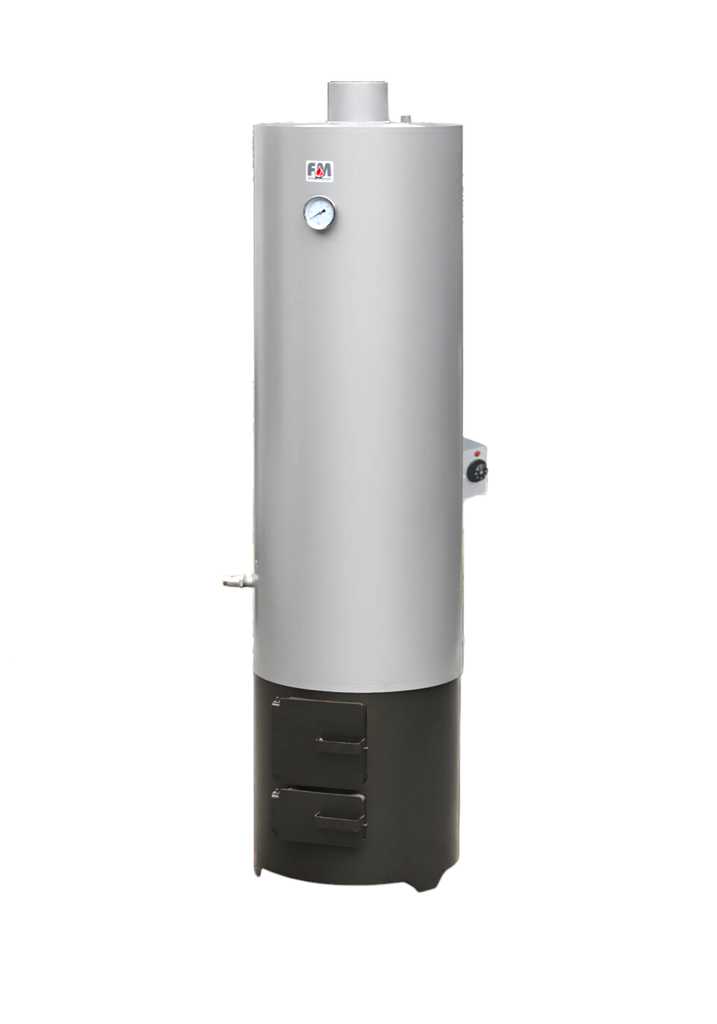 Ansamblu boiler otel 120 L, focar economic, usi otel FM, rezistenta electrica 2 kw