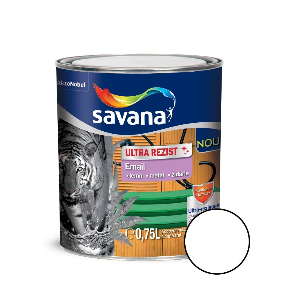 Email lemn/metal Savana Ultra Rezist interior/exterior alb polar, 0.75 l
