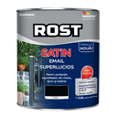 Vopsea alchidică pentru lemn/metal Rost Satin interior/exterior negru, 0.6 l