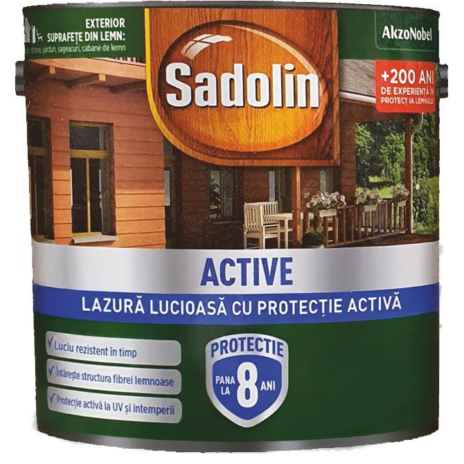 Lazura Sadolin Activ, solvent, lucioasa mahon 2.5L