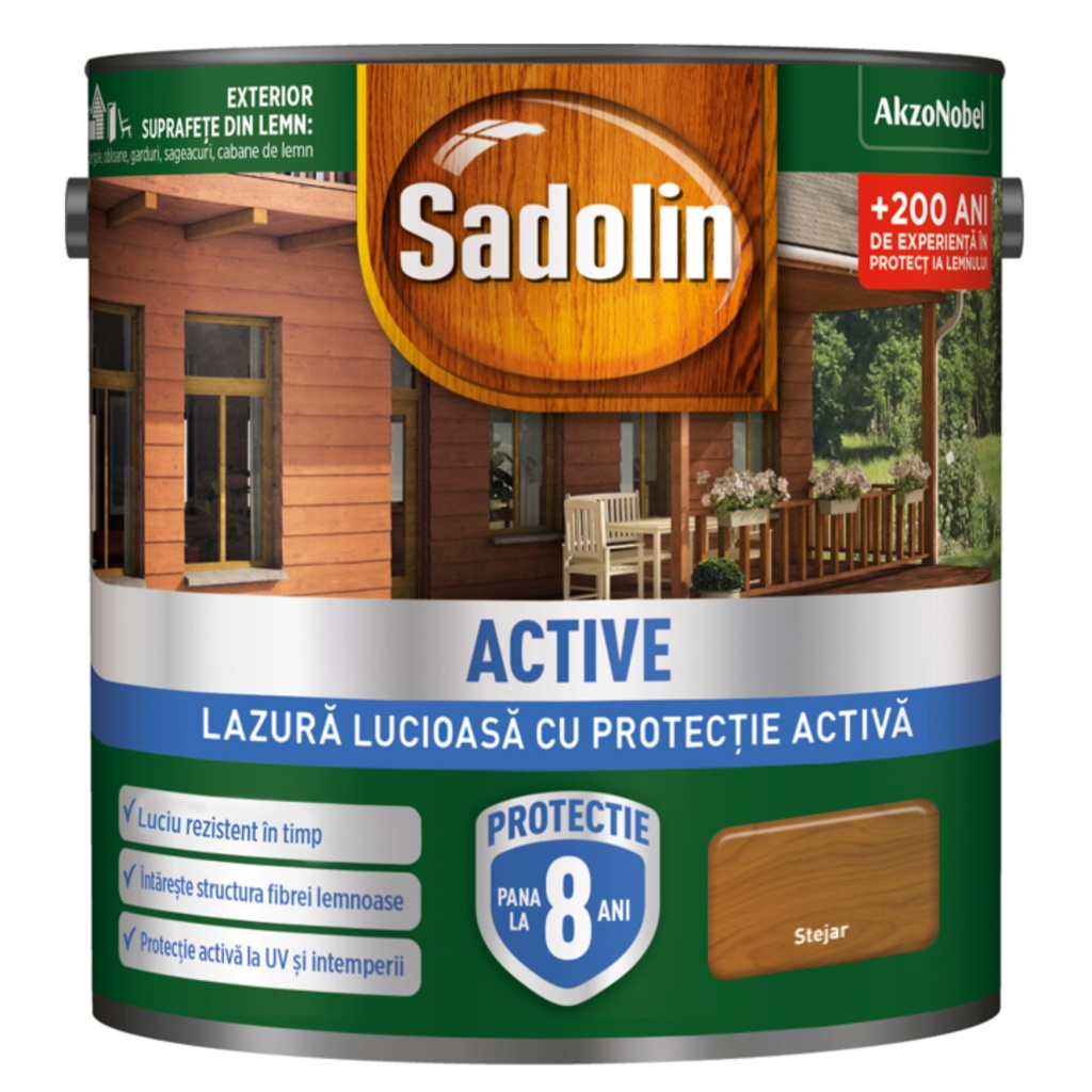 Lazura Sadolin Activ, solvent, lucioasa stejar 5 l