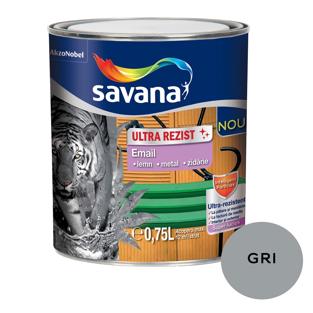 Email lemn/metal Savana Ultra Rezist interior/exterior gri, 0.75 l