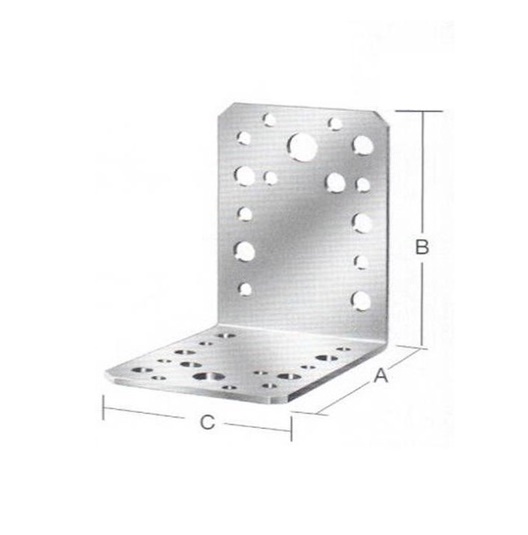 Colțar/vinclu din oțel zincat perforat, 60X60X45X2.5 mm