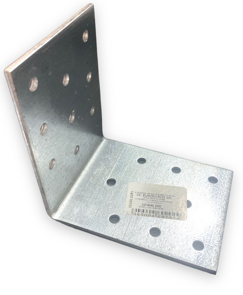 Colțar/vinclu din oțel zincat perforat, 80X80X60X2.5 mm