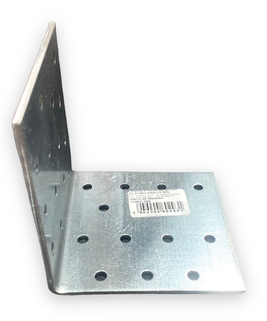 Colțar/vinclu din oțel zincat perforat, 80X80X80X2.5 mm