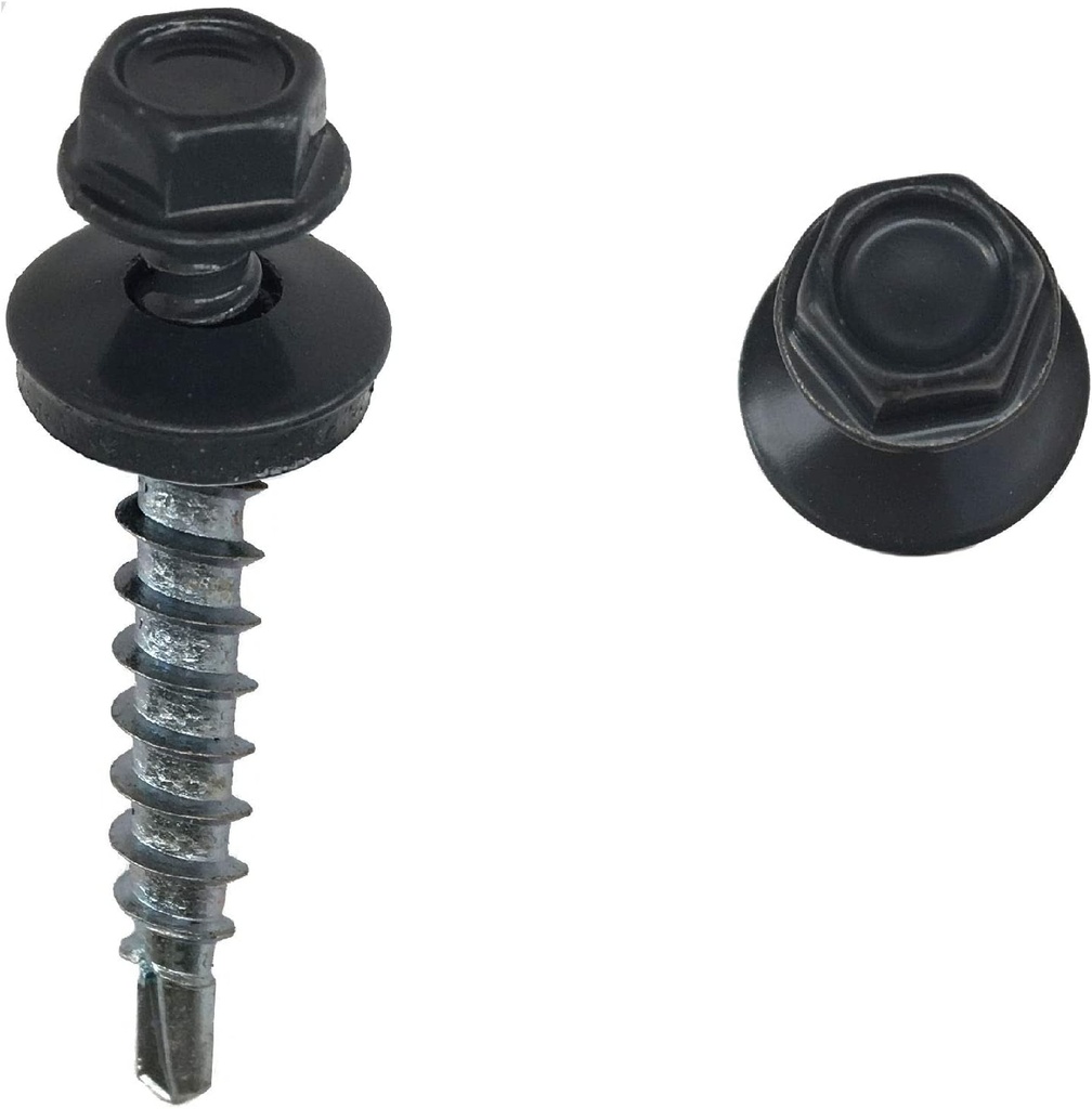 Șurub autoforant cu cap HEX 4.8x19 mm, șaibă EPDM Ø14 mm, RAL 7016 prindere pe metal, 250 bucăți în