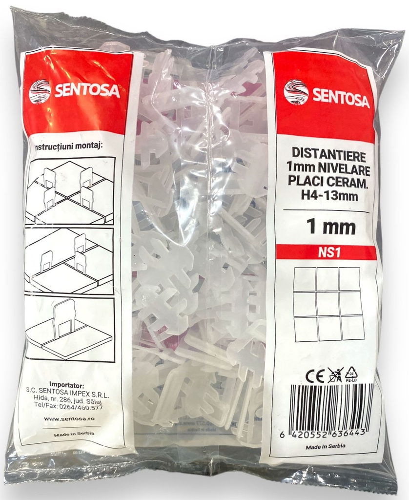 Clips distanțiere 1 mm profesionale 100 buc/punga 4-13 mm
