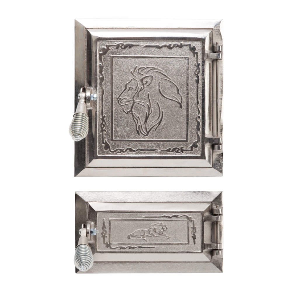 Ușă pentru sobă și cenușar nichelată model Leo, înalțime 275+140 x 255 mm lățime