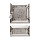 Ușă pentru sobă și cenușar nichelată model Leo, înalțime 275+140 x 255 mm lățime