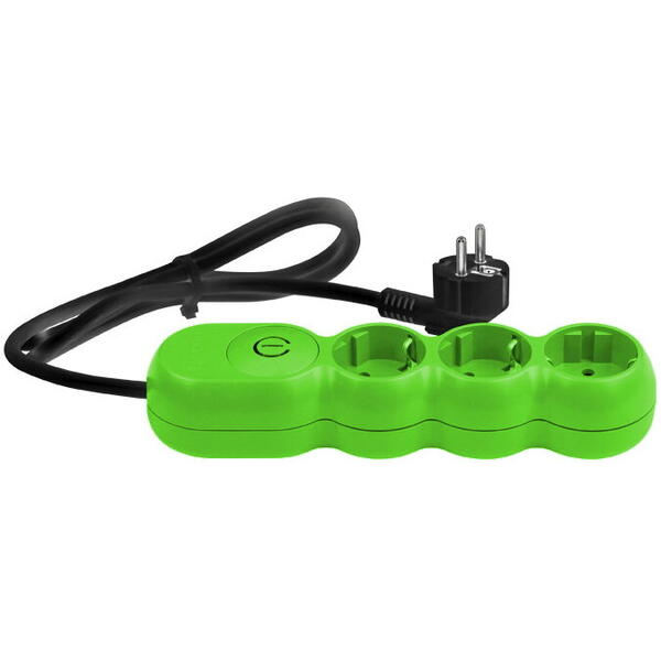 Prelungitor electric verde 3680W, 3x1.5 mm² cu 4 prize, 5 ml